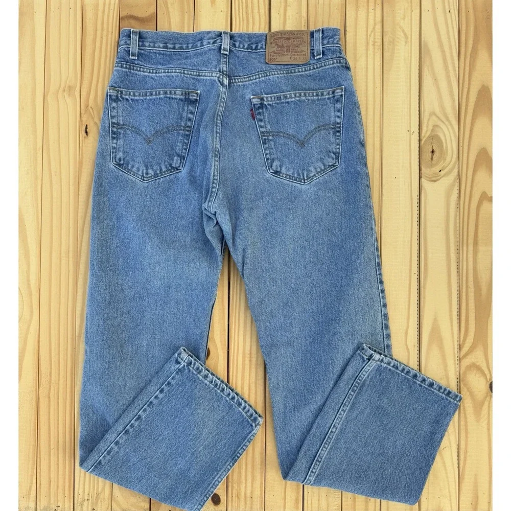 Vintage Levis Jeans Mens Size 34x32 505 Regular Fit Straight Leg Red Tab 1999